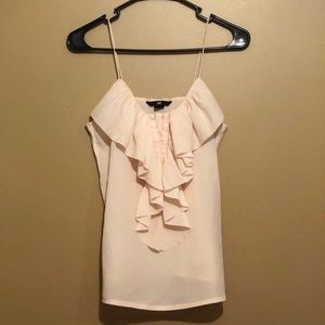 Pink Blouse With Ruffled Front
